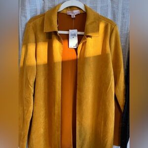 Philosophy faux suede long jacket, yellow. Size M